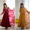 Jf 029 Crunchy Silk With Embroidery Sequence Work Anarkali Dress